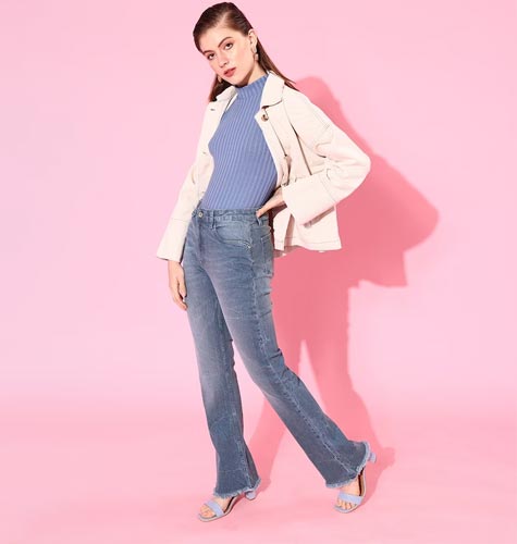 Women Blue High-Rise Bootcut Stretchable Jeans